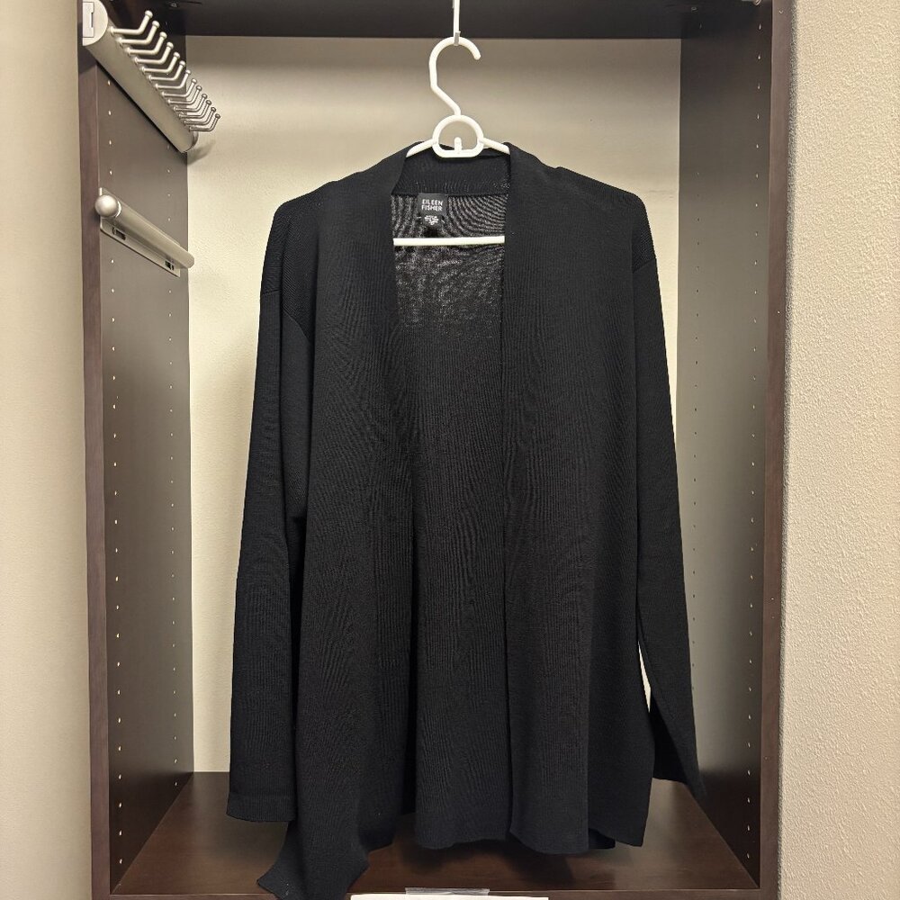 Eileen Fisher 100% Wool Open Front Cardigan Size Small
